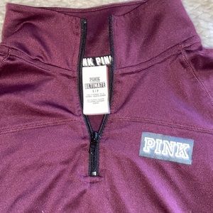 1/4 zip pink workout top
